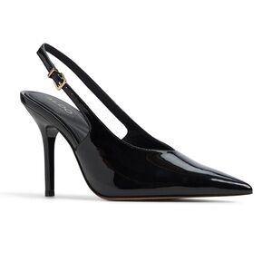 Aldo Glossy Black Slingback Heels